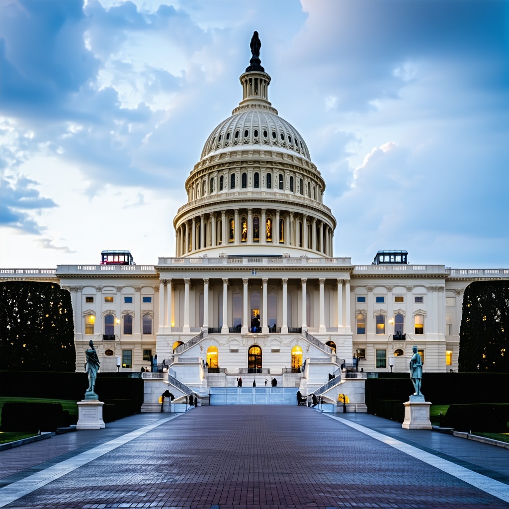 show the us capitol building with foreboding background-1